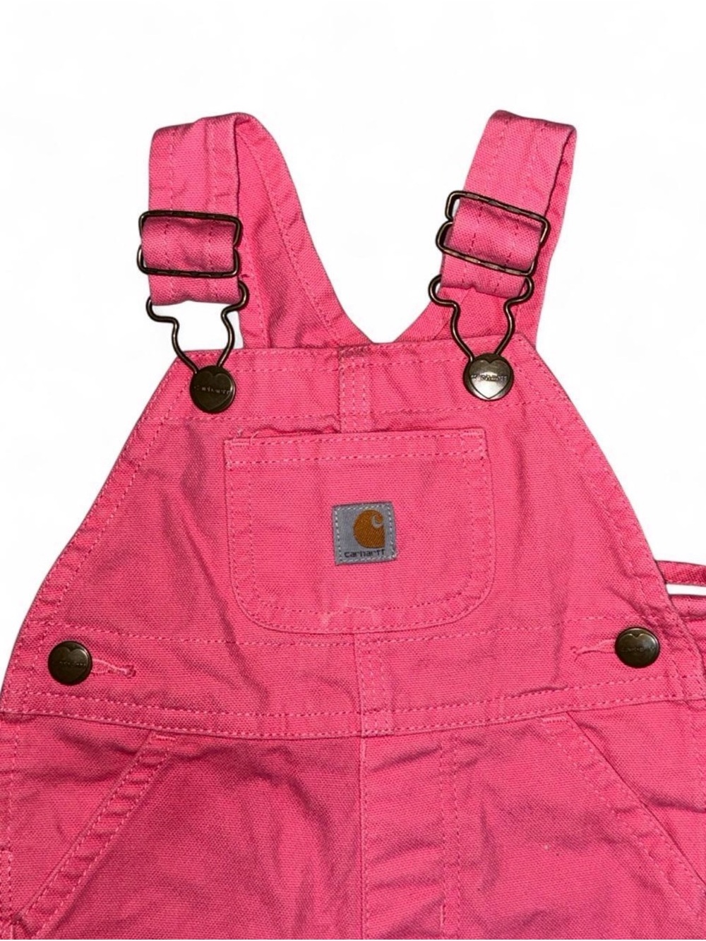 Carhartt Kids Pink Canvas Overalls with Adjustable Straps